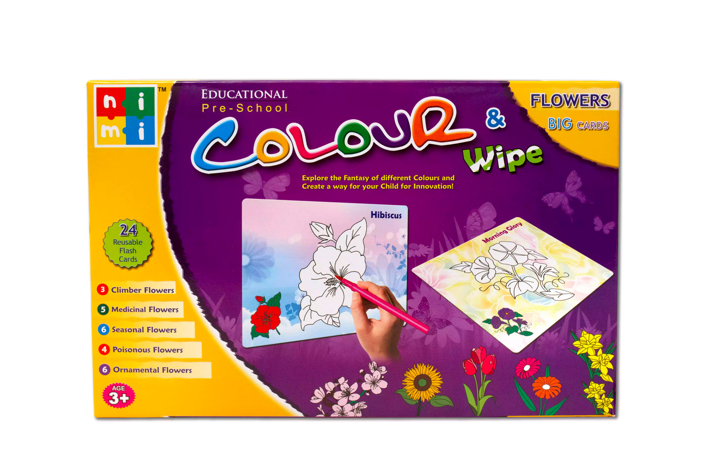 Edu. Colour & Wipe - Flowers Big